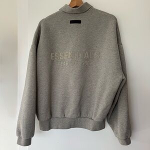 Essentials grey fear of god polo sweatshirt